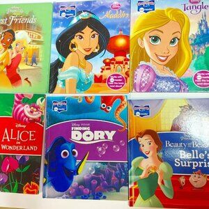 Lot of 6 Story Reader me Books Disney Aladdin, Alice, Dory, Tangled